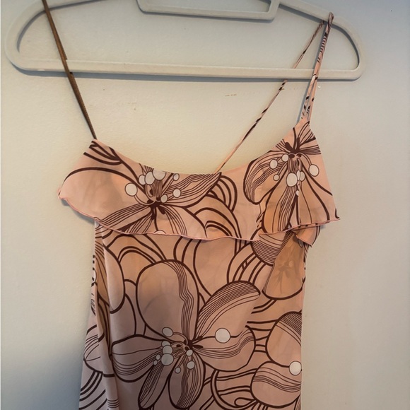 Y2K Silk Trina Turk Pink Floral One Shoulder Asymmetrical Top XS Petite - Picture 4 of 7